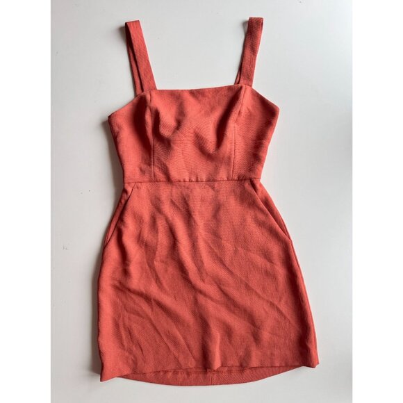 Aritzia WILFRED Ecoulement Rust Orange Basketweave Tie Back Mini Dress, Size 6 - Picture 5 of 16